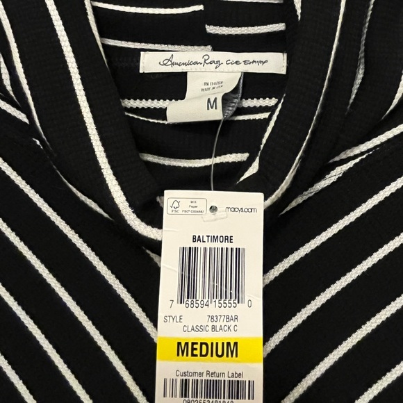 American Rag by Macy’s Womens Striped Knot Peasant Blouse - Picture 6 of 6